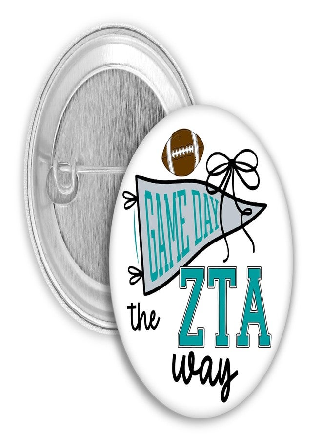 SCRAPHEART Zeta Tau Alpha Sorority 2-Pin Button Set, Licensed ZTA Game Day Pin and Heart-Shaped Gingham Button Set, ZTA Big Little Gift, Bid Day Favors, Cute Greek Life Accessories, ZTA Sorority Gifts - Image 2